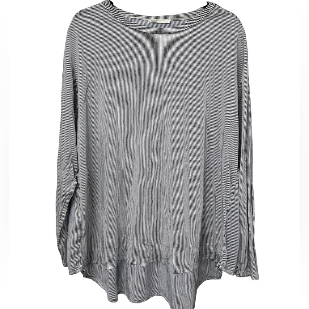 Zara Trafaluc Black & White Pinstripe Long Sleeve Top | Size L